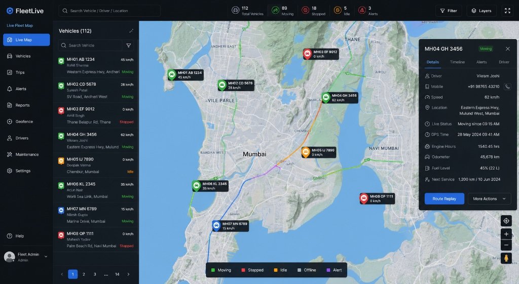 Fleet Map Dashboard Mockup